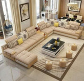 Trueliving Modern Light Eight Seater Sofa Linen Finish 0.87D x 3.95W x 0.87H Meters